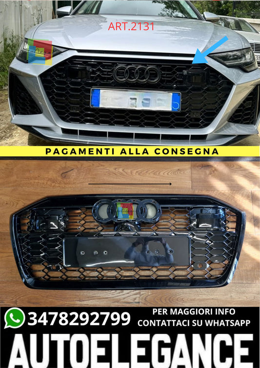 🔥2131 GRIGLIA A6 C8 2018+ LOOK RS6 RADAR NERO LUCIDO (TOP)🔥