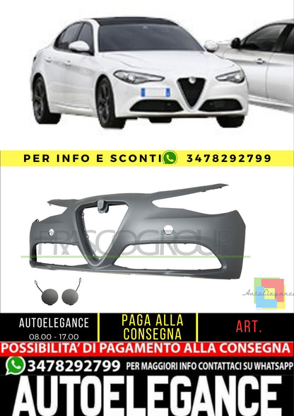 ✨AA0921011 PARAURTI ANTERIORE-CON PRIMER FORI PDC PER ALFA ROMEO - GIULIA 15+✨