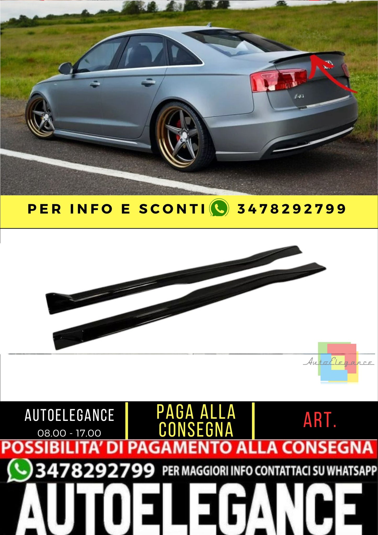 ✨MINIGONNE Laterali Design Nero Lucido ABS Per Nissan 370Z✨
