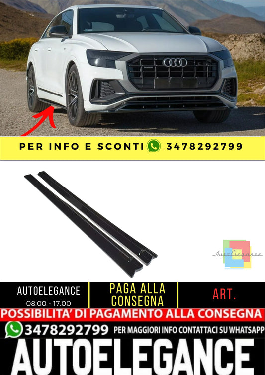 ✨MINIGONNE laterali design nero lucido ABS per Audi Q8 S Line 2018+✨