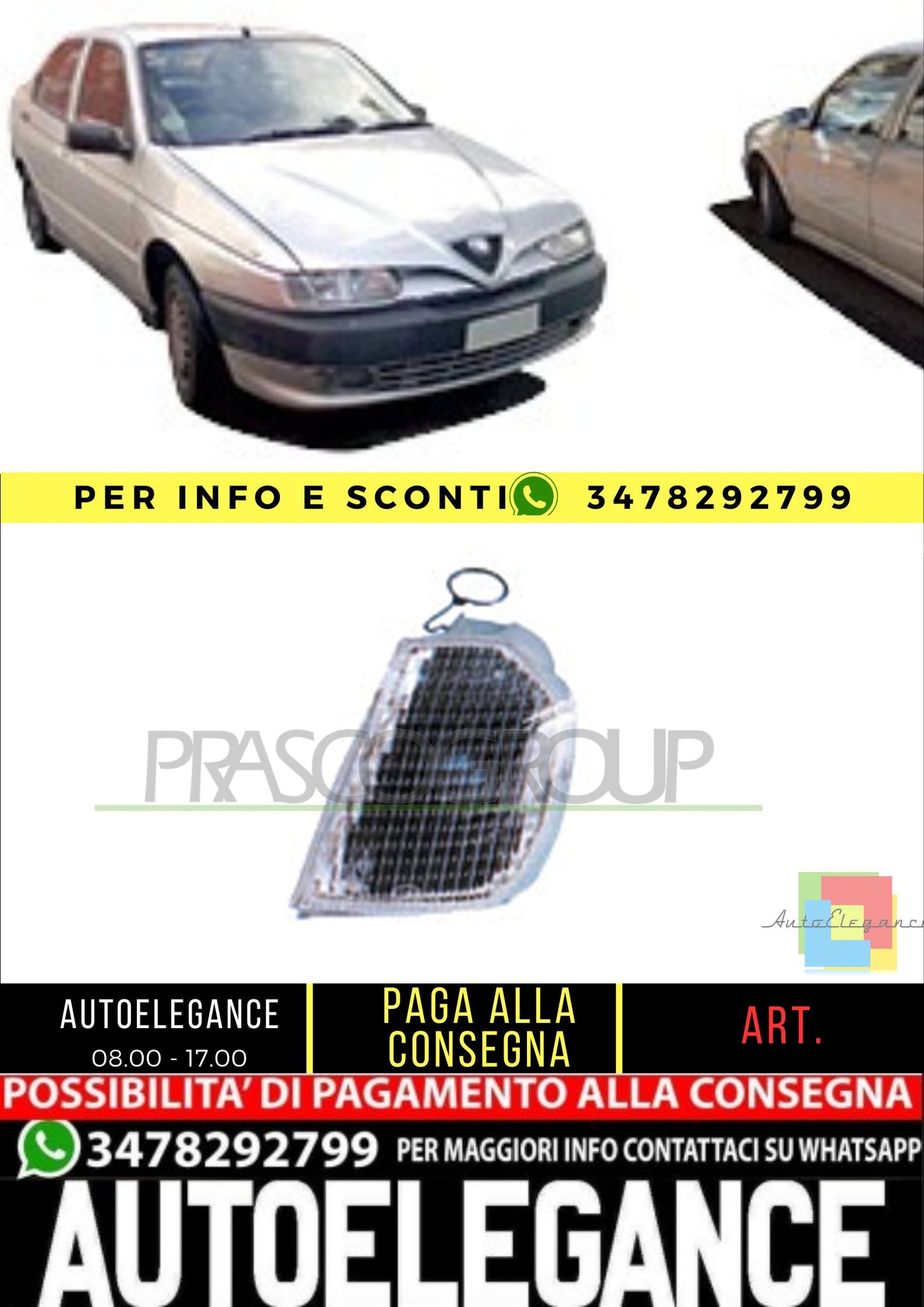 🔥AA0704014 FANALE SINISTRO -BIANCO-CON PORTALAMPADA ALFA ROMEO 145/146🔥
