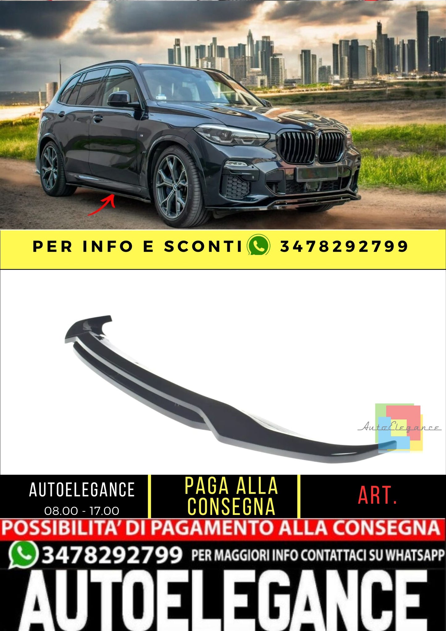 ✨MINIGONNE LATERALI design nero lucido ABS per BMW X5 G05 M-pack✨
