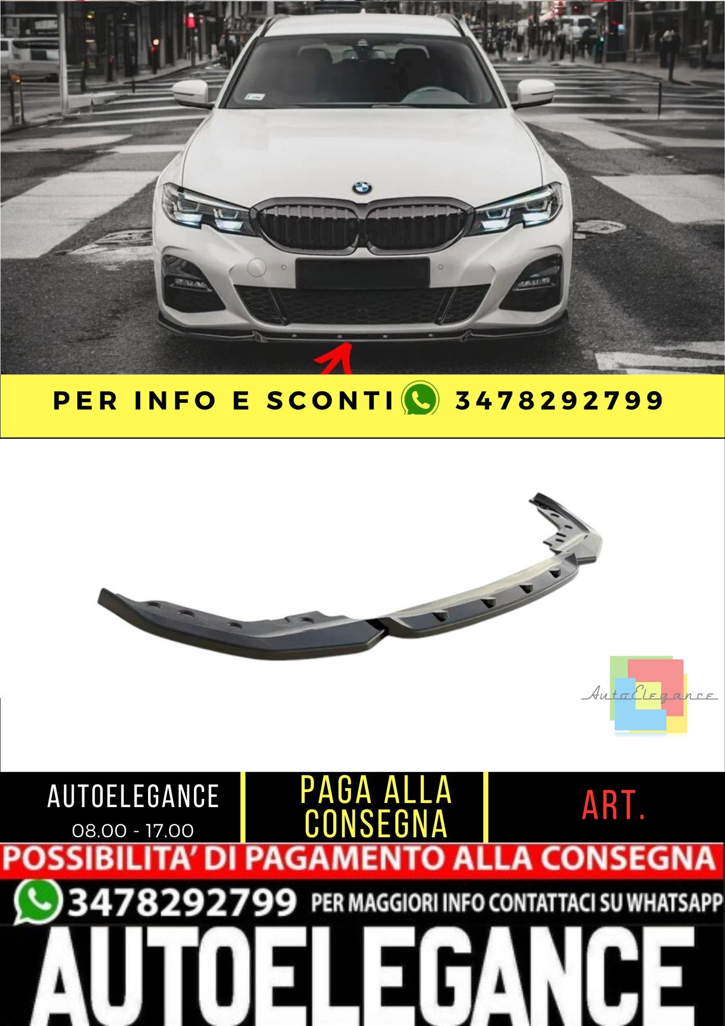 ✨Splitter V5 design lucido ABS per BMW 3 G20/21 2018+✨