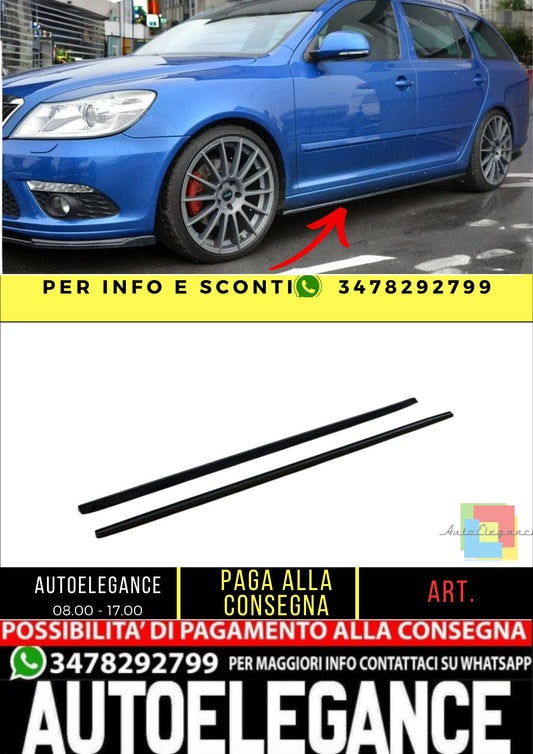 ✨MINIGONNE LATERALI design Per Skoda Octavia Mk2 vRS FL nero lucido ABS✨