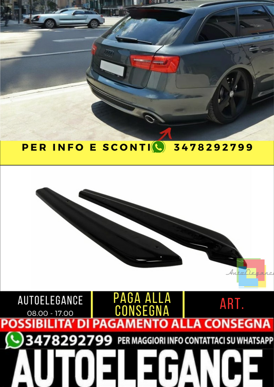 ✨SPLITTER Laterali Posteriori Nero Lucido ABS per Audi A6 C7 S-Line Avant 11-14✨