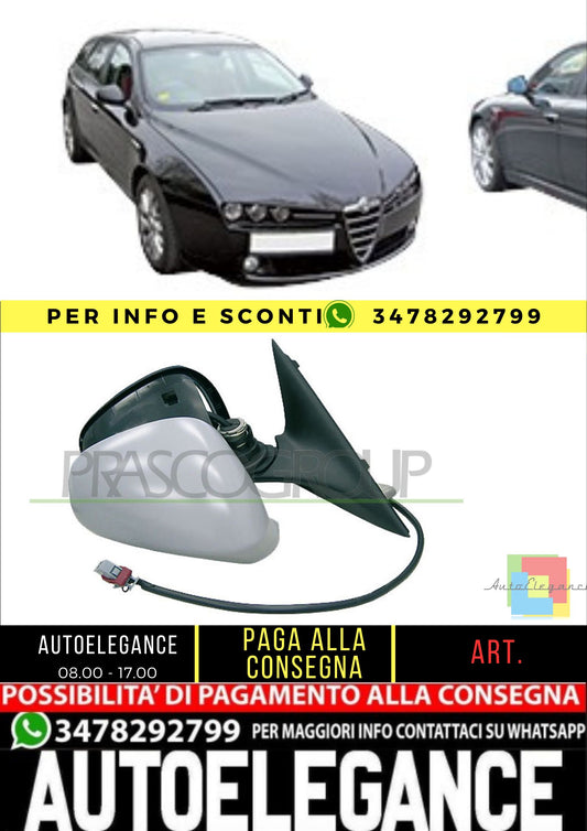 🔥AA0904904 RETROVISORE DESTRO TERMICO BLU PER ALFA ROMEO 159 2005-2011🔥