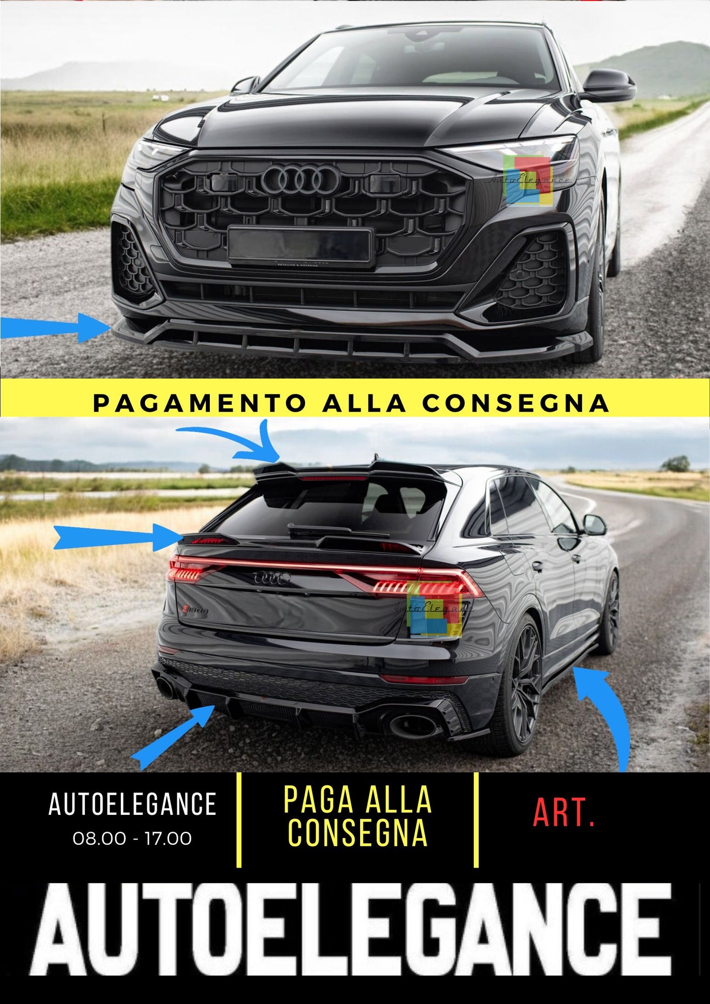 😍Set di splitter adatto per Audi SQ8 / Q8 S-Line Mk1 Facelift 2023+😍