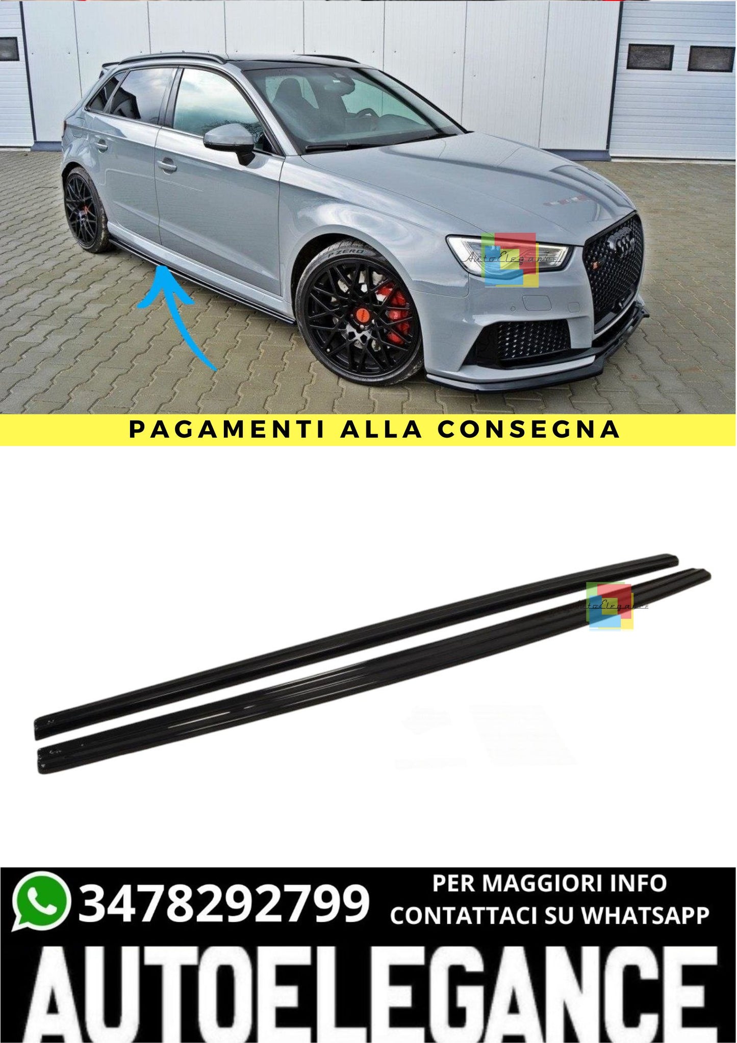 🔥Sottominigonne Laterali Adatto Per Audi RS3 8V Sportback🔥
