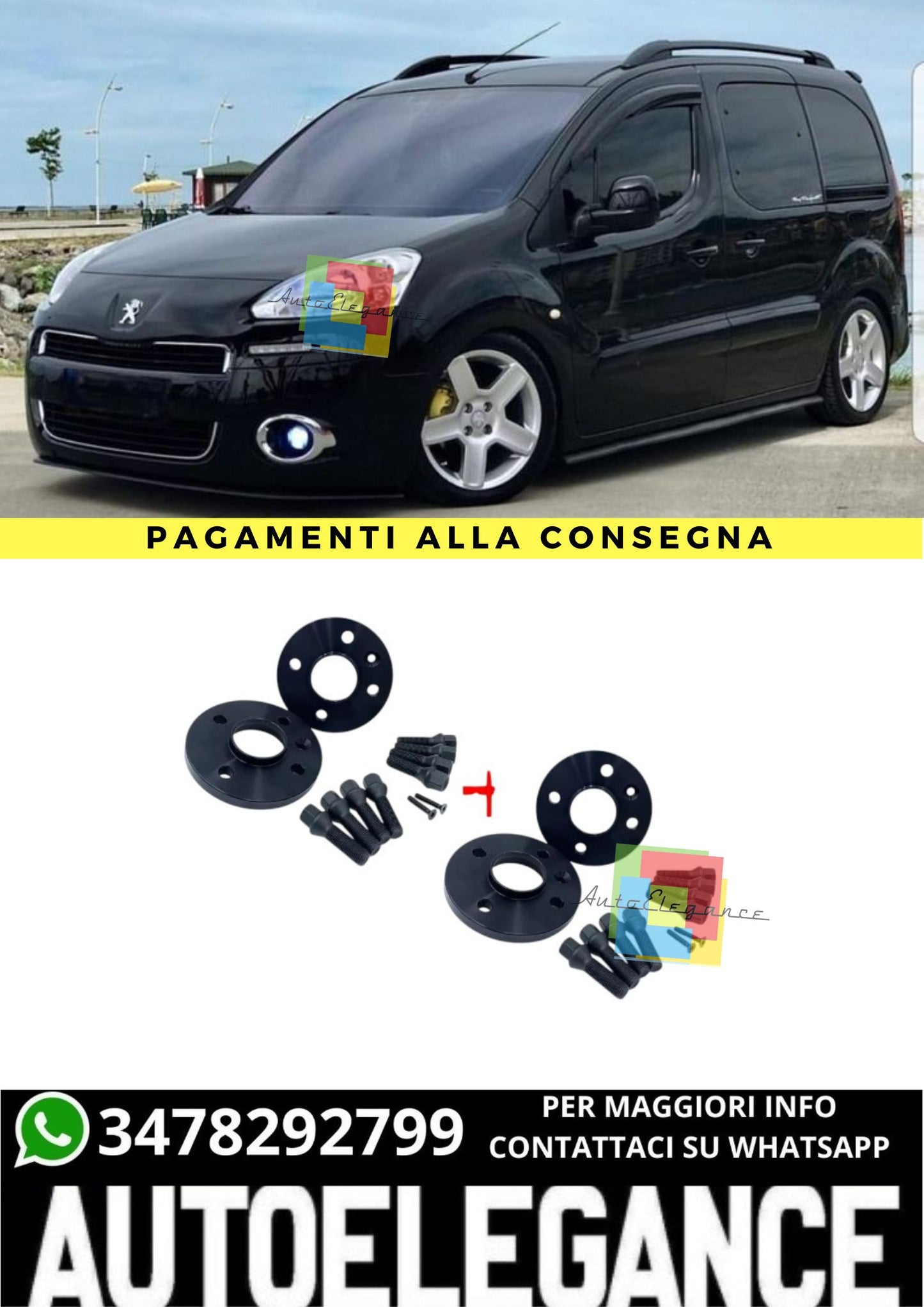 ⭐KIT 4 DISTANZIALI 16+20mm NERO ADATTO PER  CITROEN Berlingo II dal 2008⭐