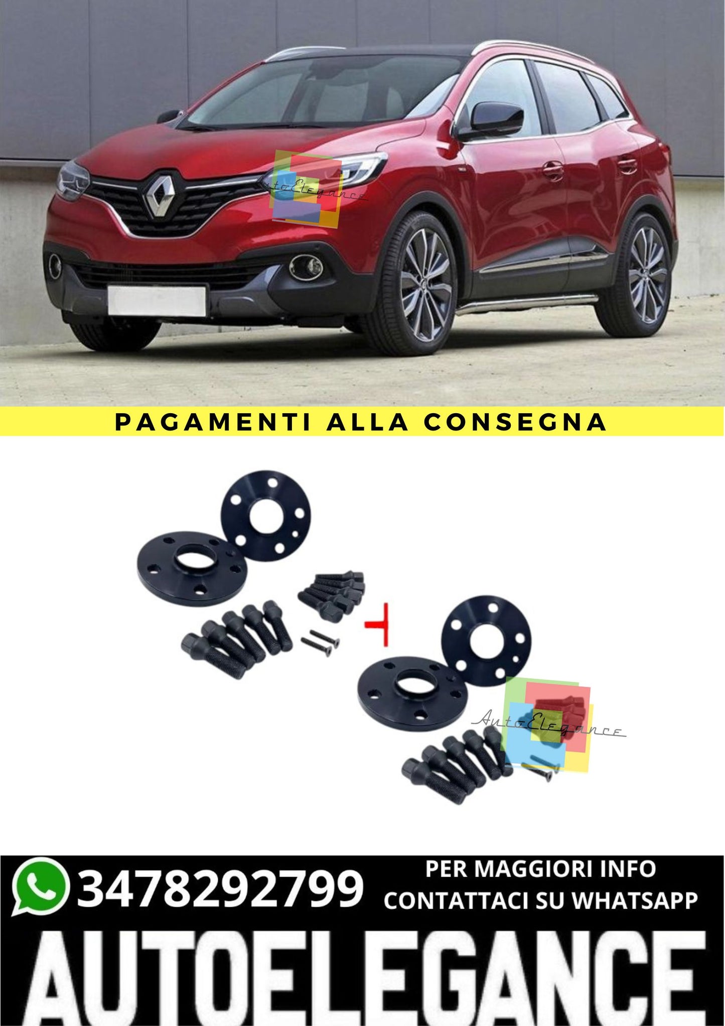 ⭐KIT 4 DISTANZIALI 16+20mm NERO ADATTO PER RENAULT Kadjar (HA - HL) dal 2015⭐