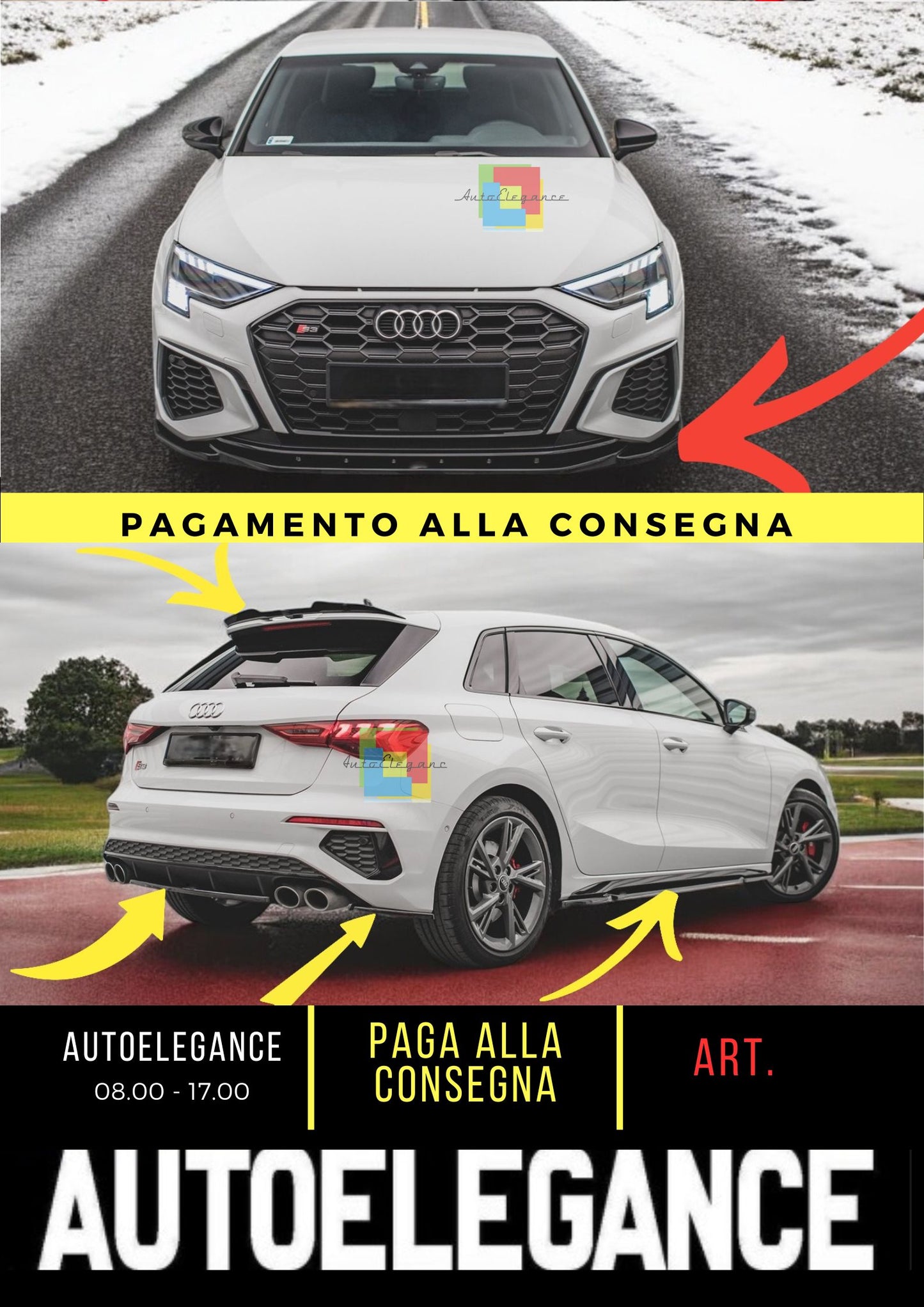 😍Set di splitter adatto per Audi S3 Sportback 8Y😍