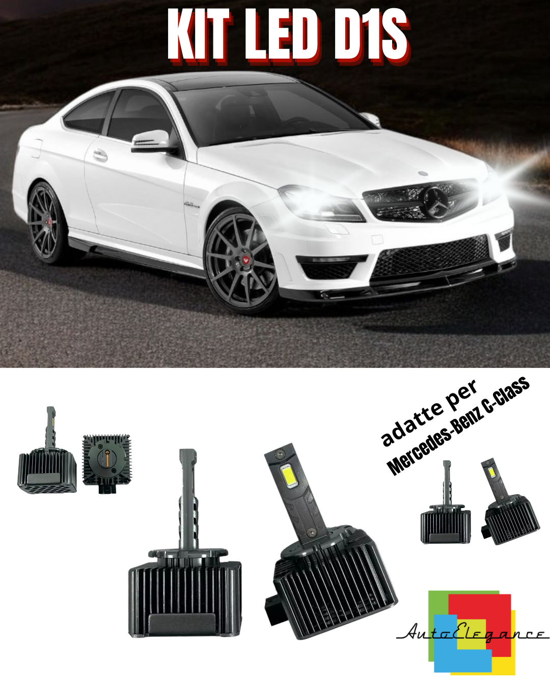 ⭐D1S LED 6000K XENON TO LED MATRIX LAMPS SUITABLE FOR MERCEDES BENZ C-CLASS ⭐