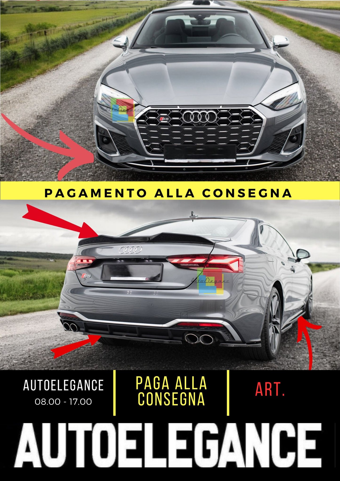 😍Set di splitter adatto per Audi S5 A5 S-Line F5 Facelift😍