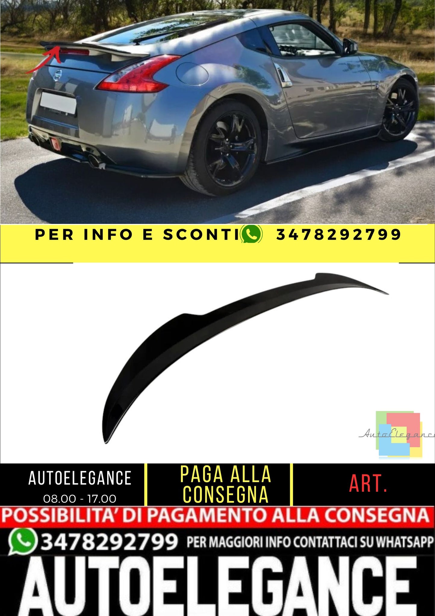 ✨SPOILER CAP Nero Lucido ABS ADATTO Per Nissan 370Z 2009-2012✨