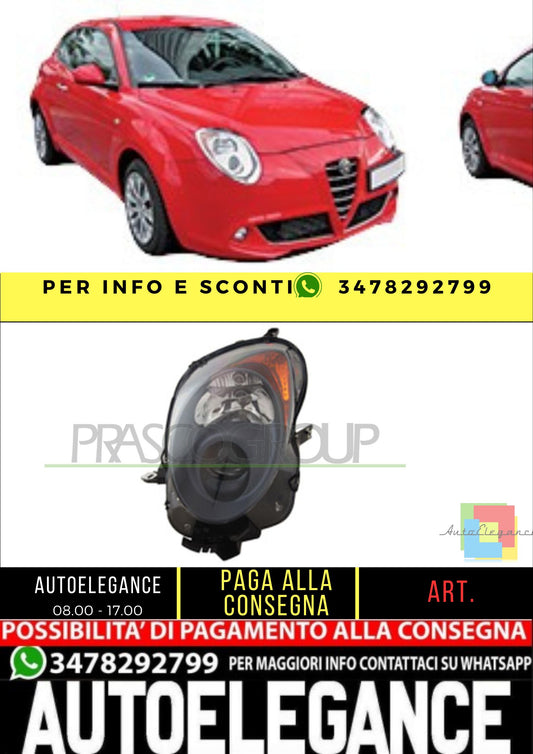 ✨AA2104914 PROIETTORE SINISTRO H7+H7-ELETTRICO PER ALFA ROMEO MITO 08-16✨