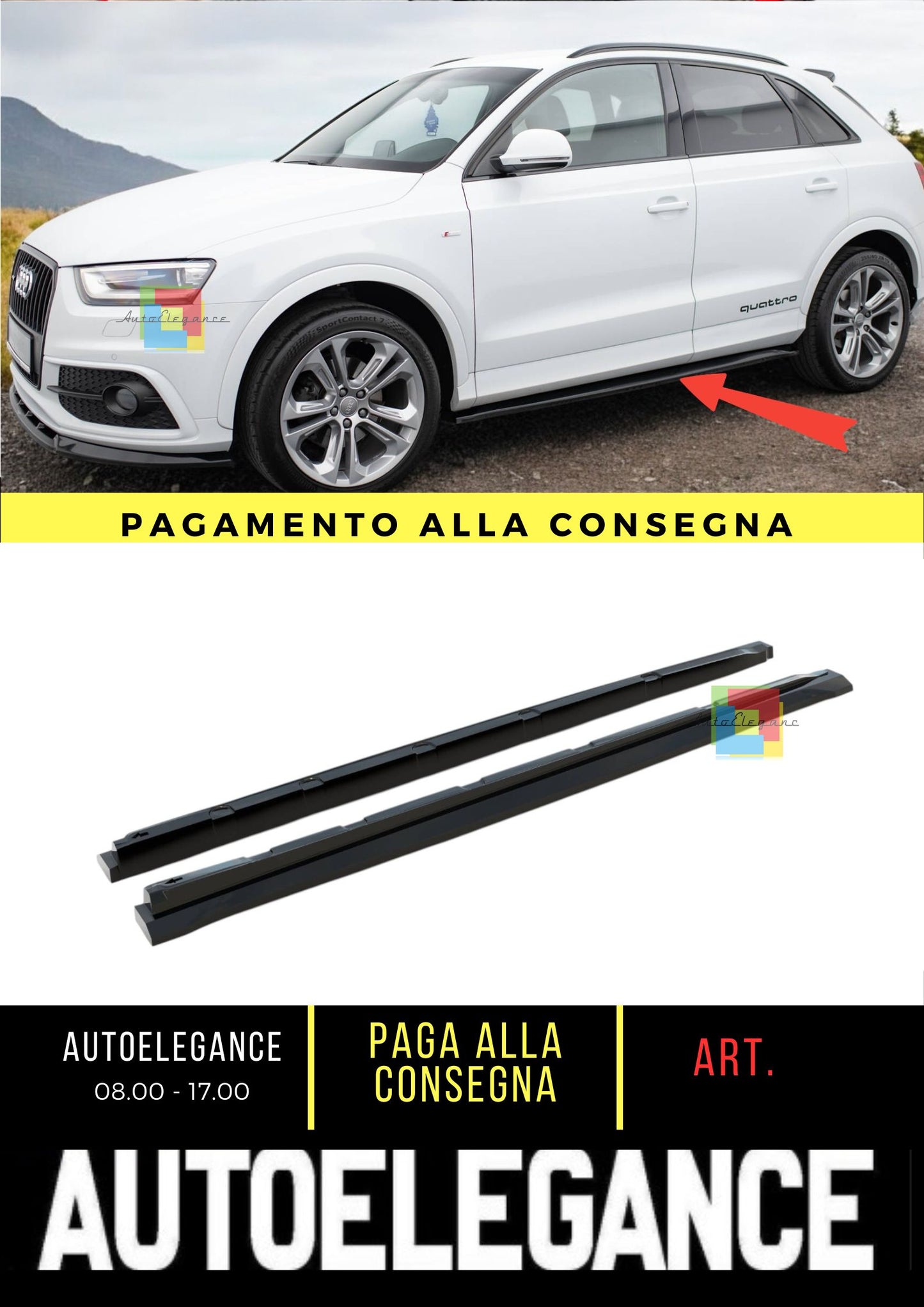 😍Diffusori minigonne laterali adatto per Audi Q3 S-line 8U😍