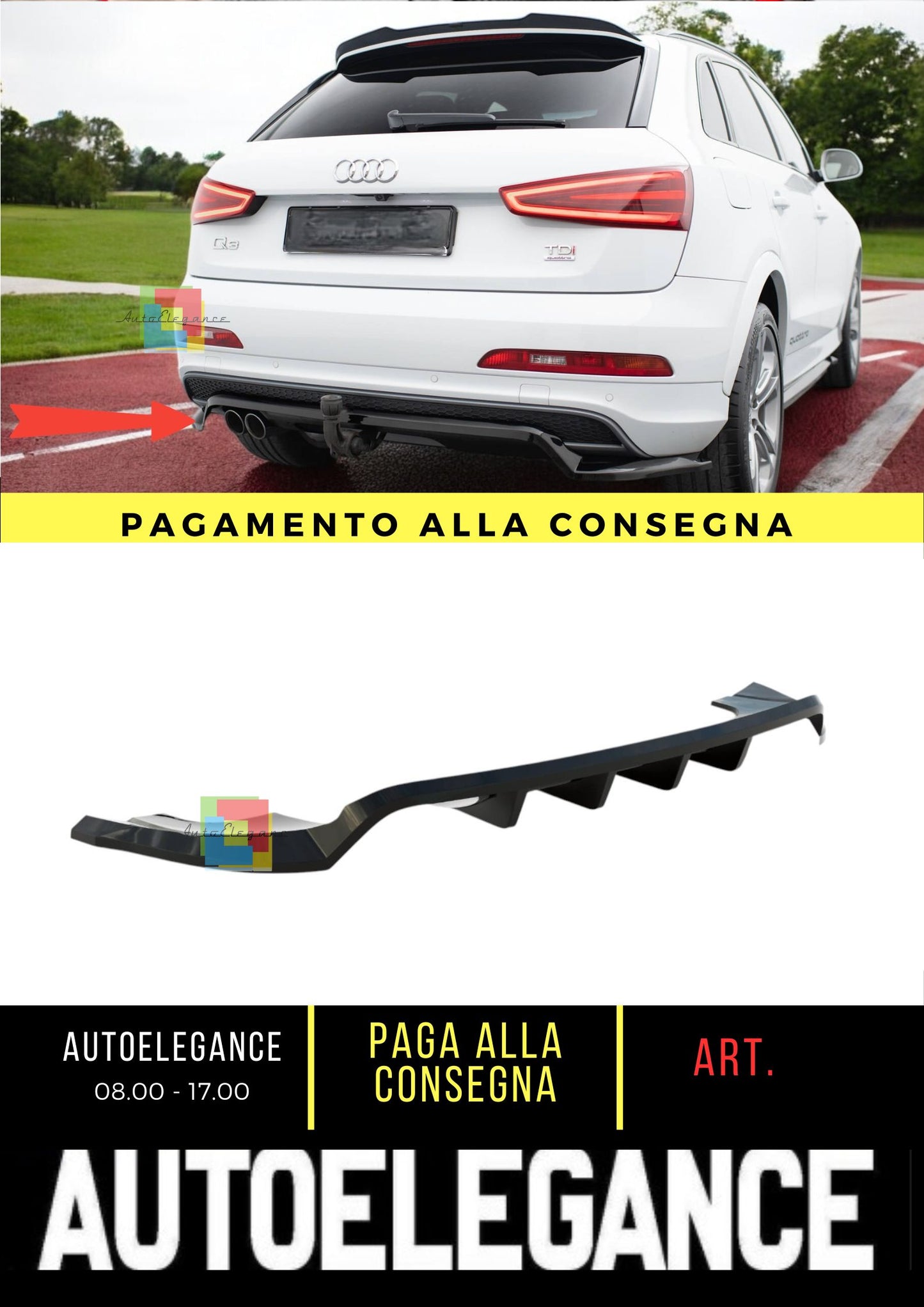 😍Splitter posteriore (con barre verticali) adatto per  Audi Q3 S-line 8U😍