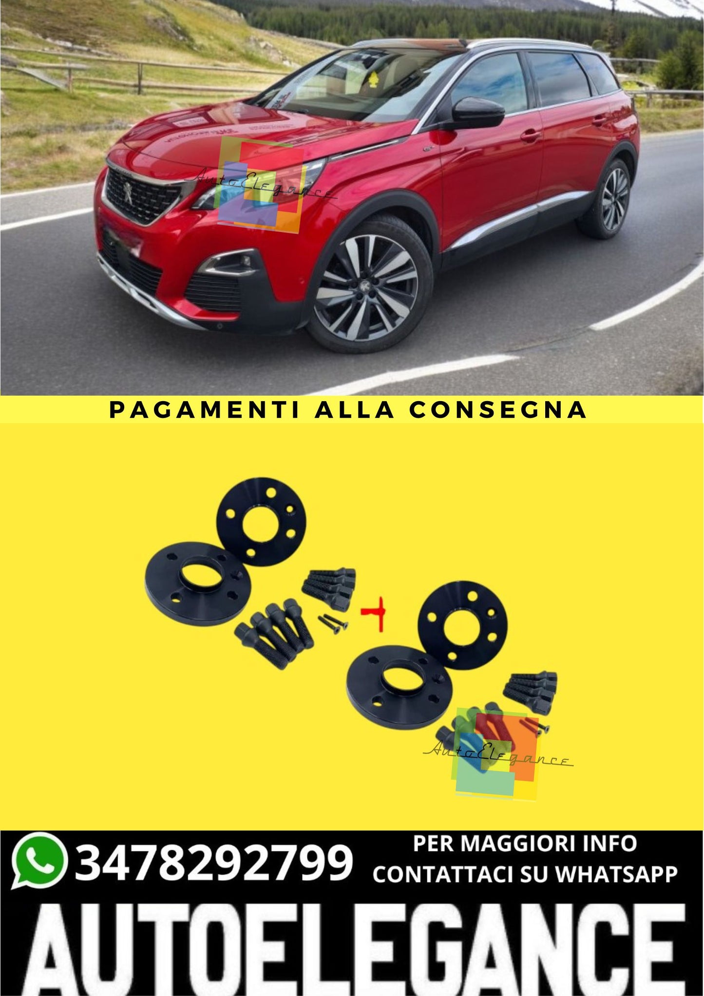 🔥KIT 4 DISTANZIALI  16+20mm adatto per PEUGEOT 5008 con cerchio a 4 fori🔥