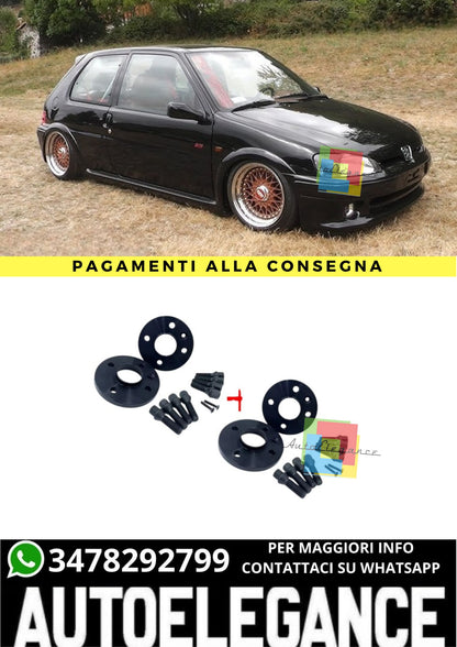 ⭐KIT 4 DISTANZIALI 16+20mm NERO ADATTO PER PEUGEOT 106 II dal 1996 al 2004⭐