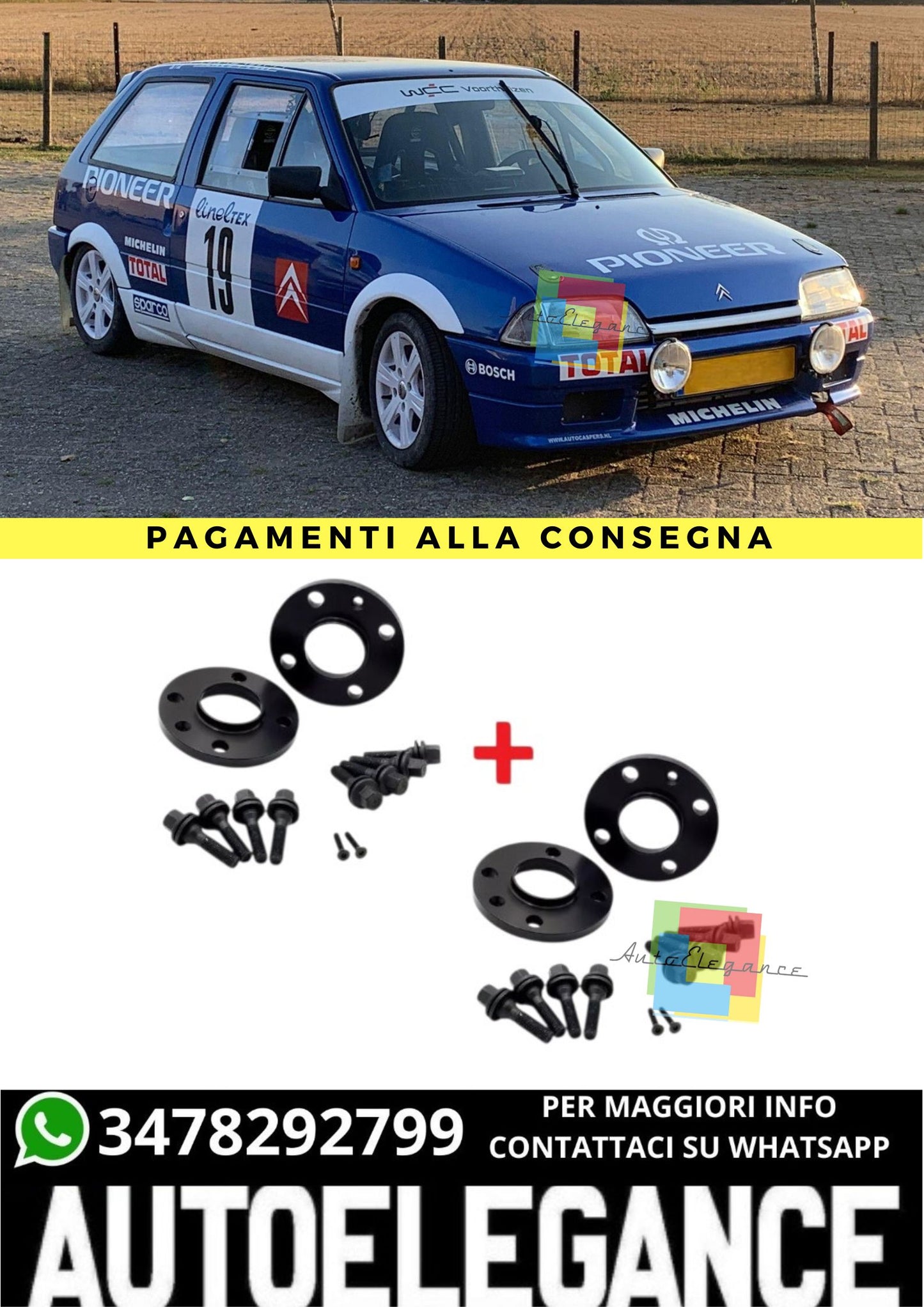 ⭐KIT 4 DISTANZIALI 16+20mm NERO ADATTO PER CITROEN AX Gti 4 fori dal 91 al 96⭐