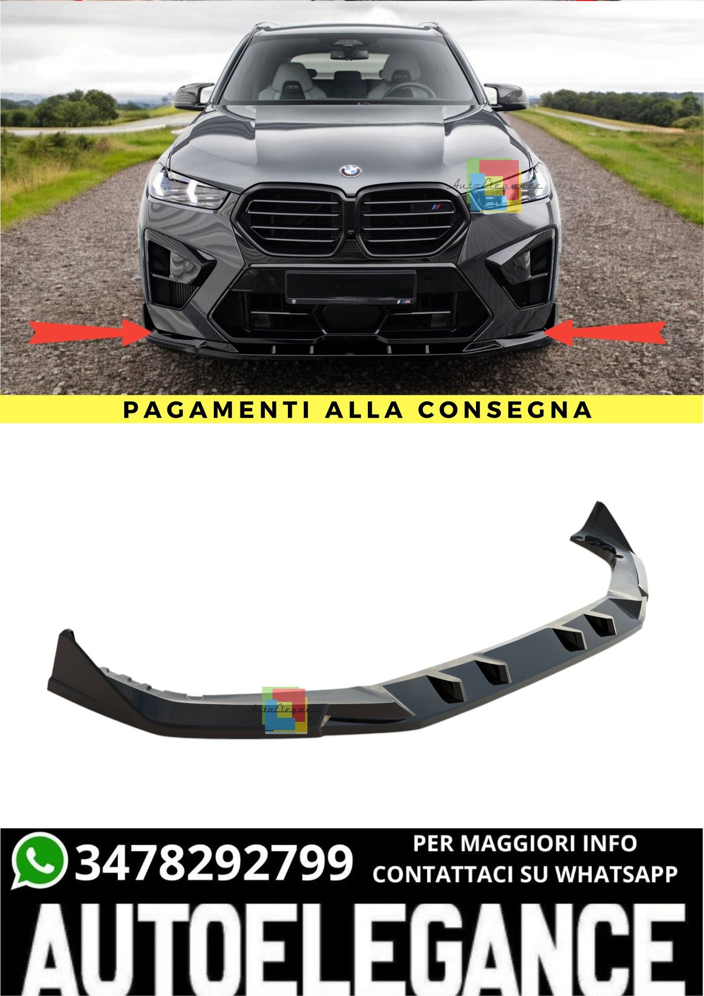 🔥Splitter Anteriore V.2 Adatto Per BMW X5 M F95 Facelift🔥