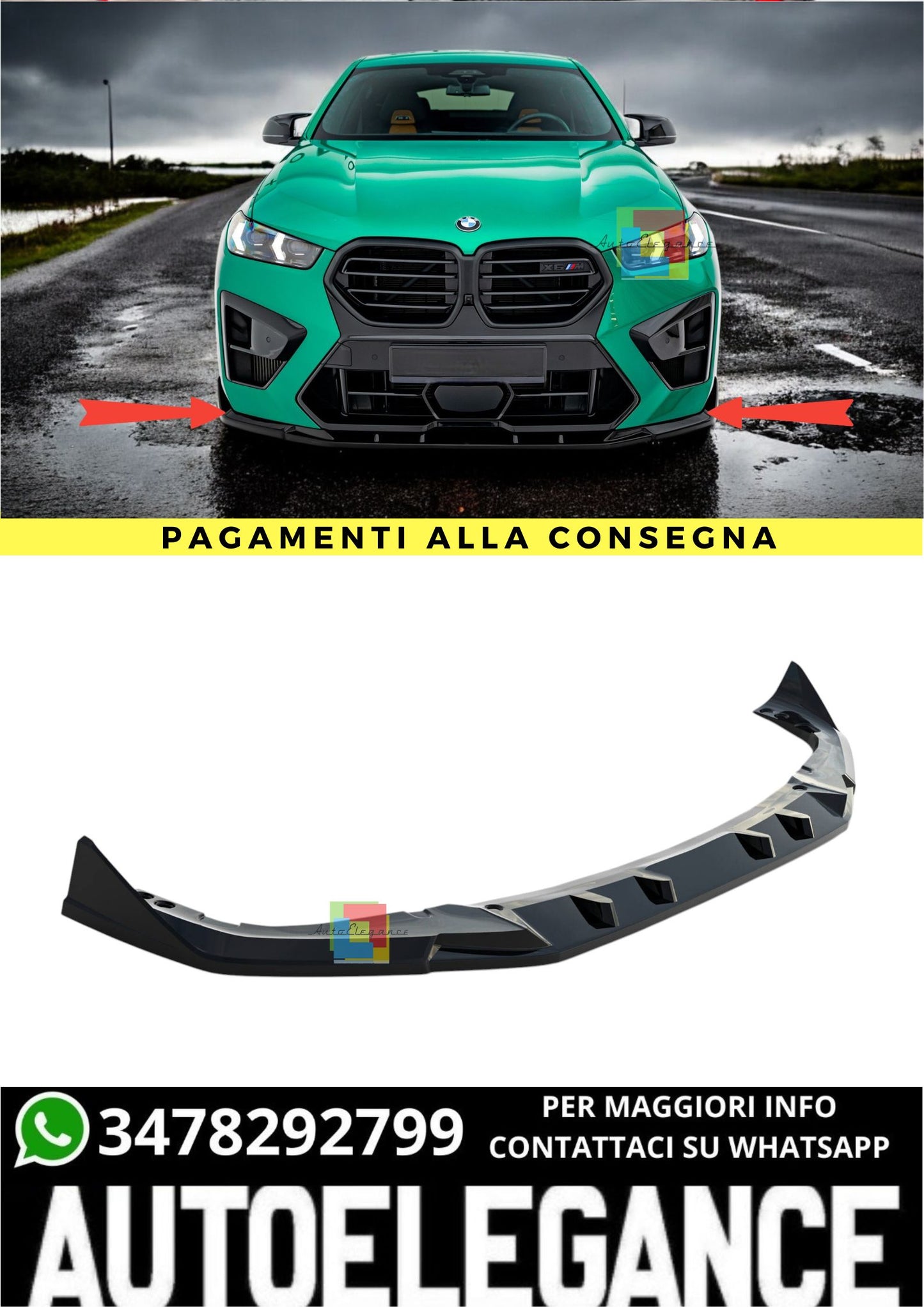 🔥Splitter Anteriore V.2 Adatto Per BMW X6 M F96 Facelift🔥