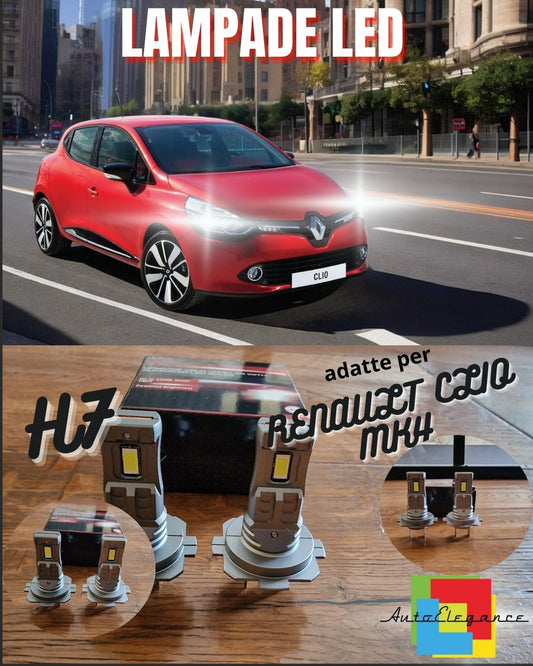 KIT LED H7 PER RENAULT CLIO MK4 IV 6000K BIANCO 6000 LUMEN CANBUS ANABBAGLIANTI