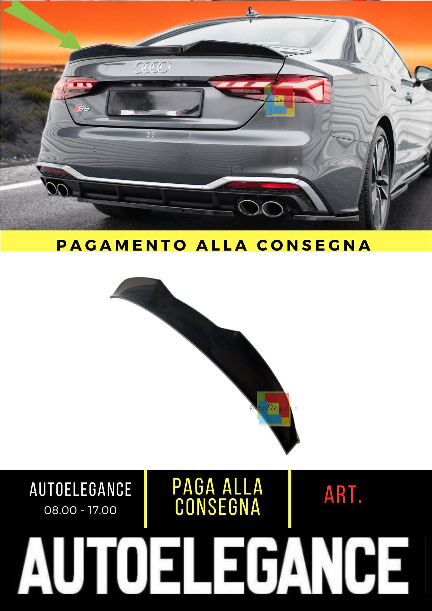 😍3D Spoiler Cap Suitable For Audi S5 Coupe / A5 S-Line Coupe F5 Facelift😍