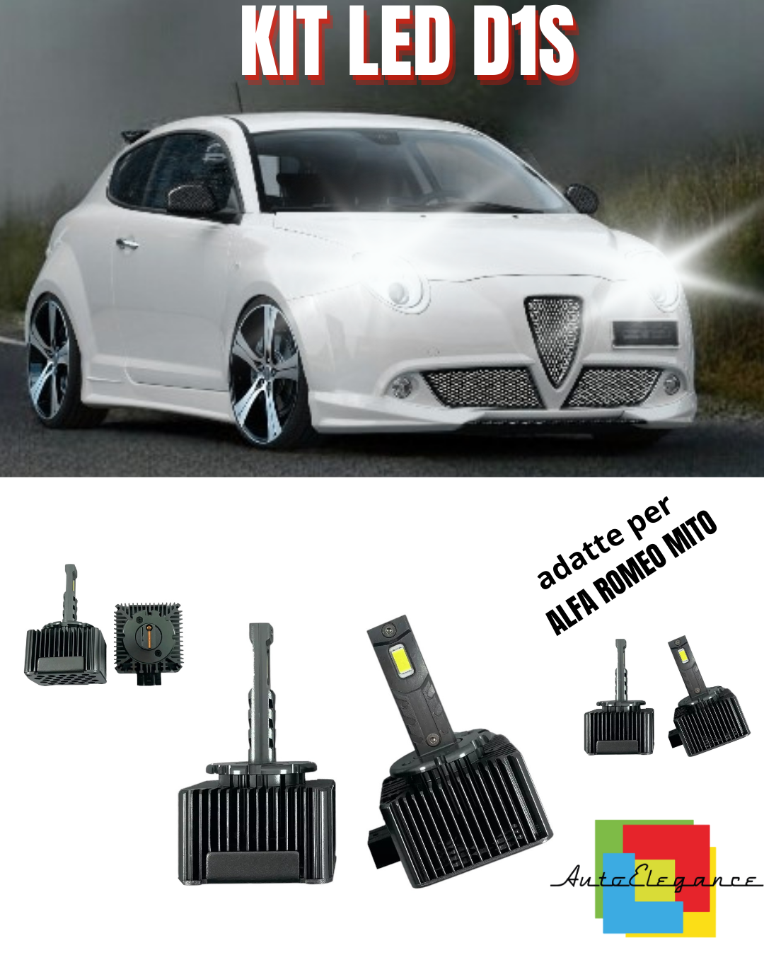 ⭐LAMPADE D1S LED 6000K DA XENON A LED MATRIX ADATTO PER ALFA ROMEO MITO ⭐