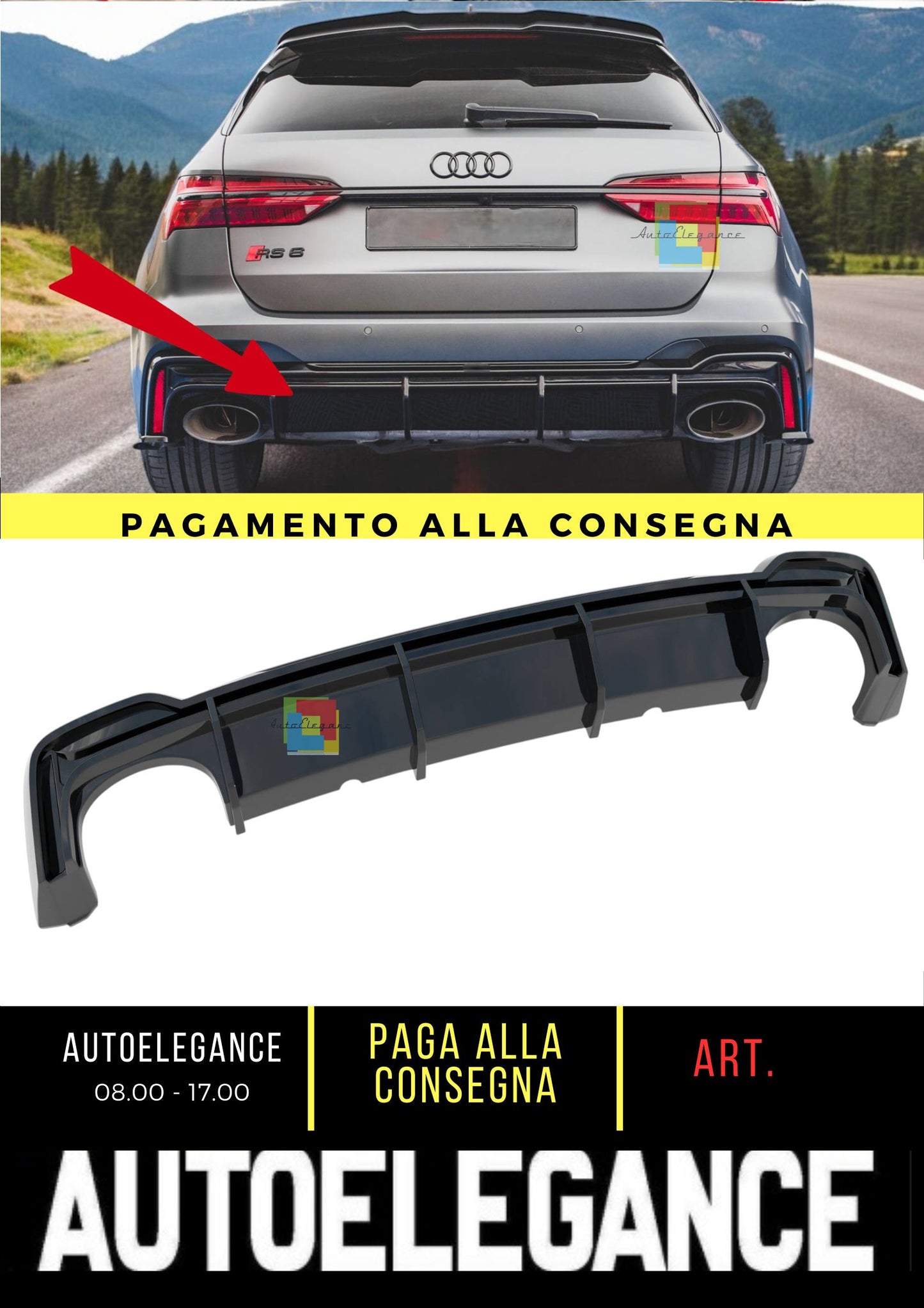 🤩Spoiler posteriore adatto per Audi RS6 C8 (versione con gancio traino)🤩