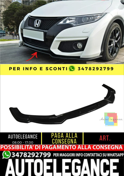 ✨SPLITTER Nero Lucido ABS ADATTO per Honda Civic Mk9 FL 2014-2017✨