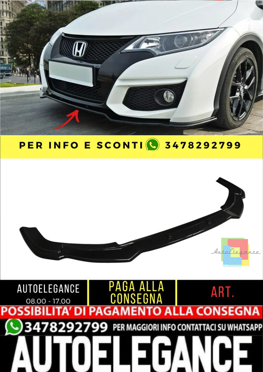 ✨SPLITTER Nero Lucido ABS ADATTO per Honda Civic Mk9 FL 2014-2017✨