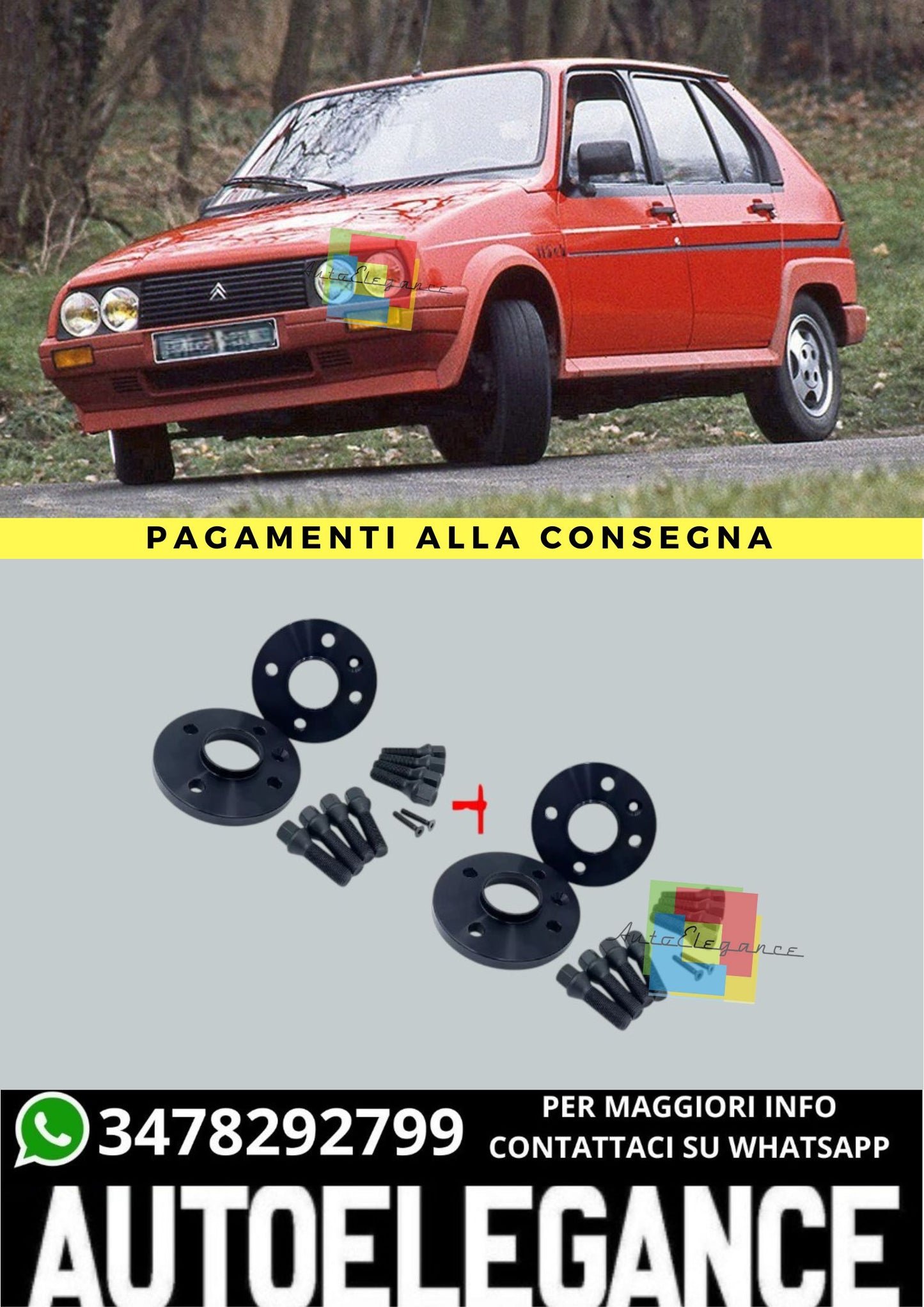 ⭐KIT 4 DISTANZIALI 16+20mm NERO ADATTO PER CITROEN Visa Gti 4 fori⭐