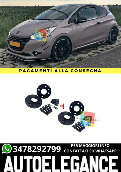 ⭐KIT 4 DISTANZIALI 16+20mm NERO ADATTO PER PEUGEOT 208 (CA - CC) dal 12 al 18⭐