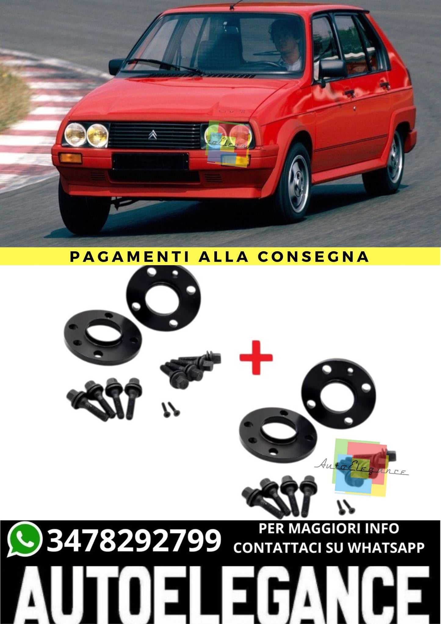 ⭐KIT 4 DISTANZIALI 16+20mm NERO ADATTO PER BLACK CITROEN Visa Gti 4 fori⭐