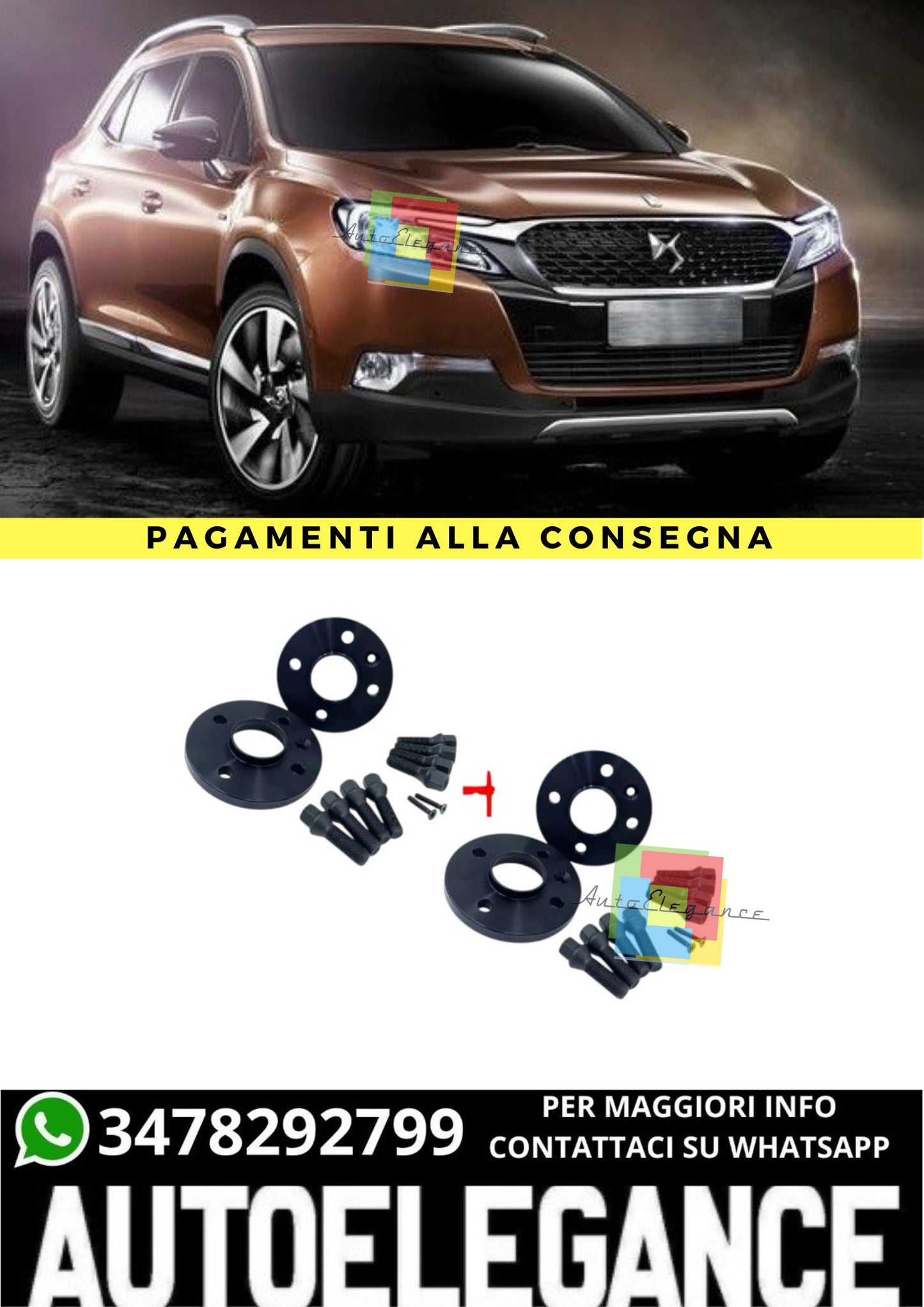 ⭐KIT 4 DISTANZIALI 16+20mm NERO ADATTO PER  DS6 sal 2014 al 2019⭐
