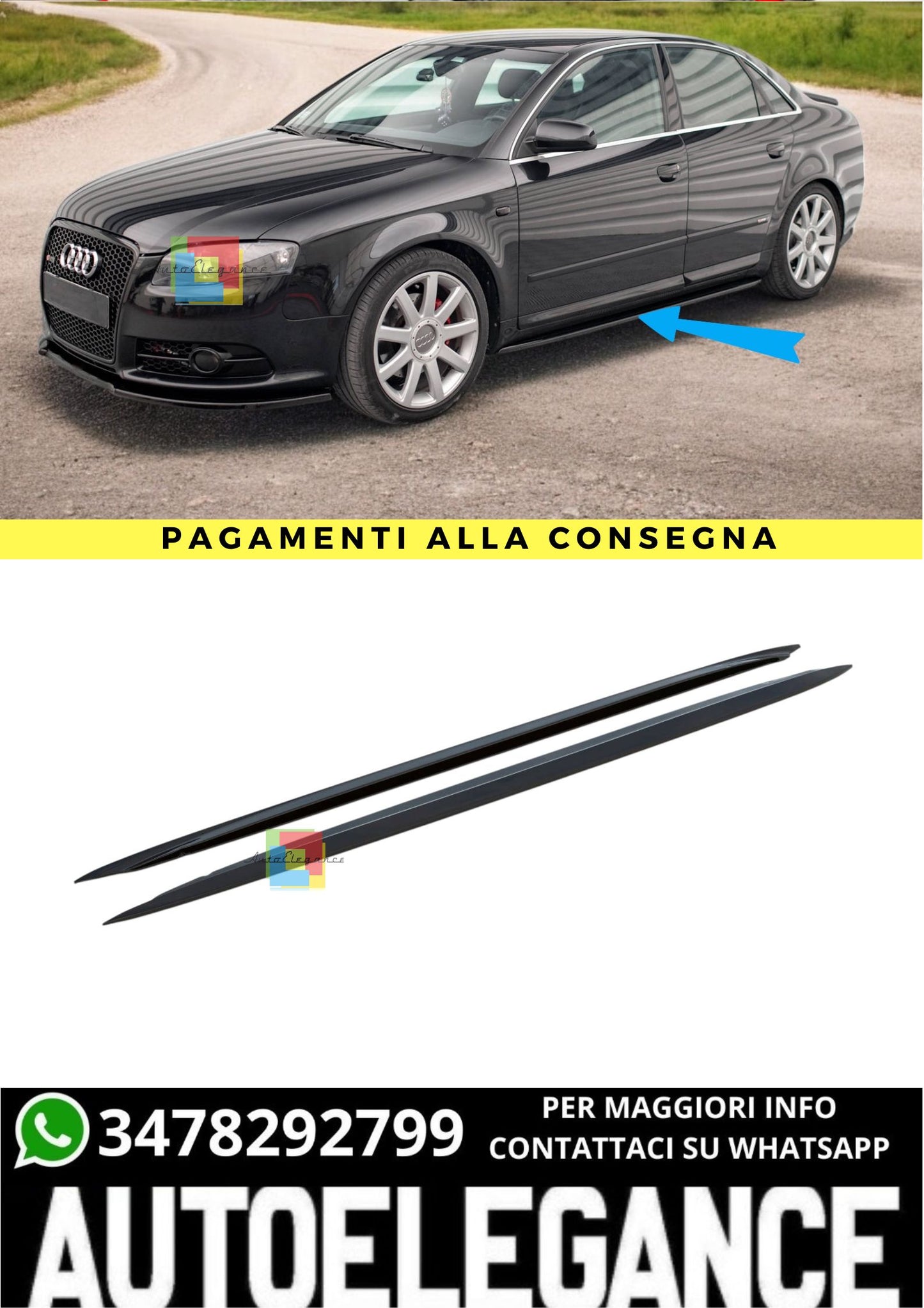 🔥 Minigonne laterali V.1 Adatto Per Audi S4/A4/A4 S-Line B6/B7🔥
