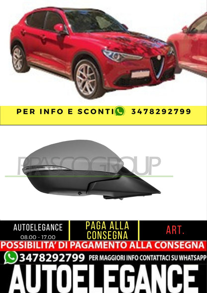 ✨AA7107303 RETROVISORE DESTRO-ELETTRICO-CON PRIMER PER ALFA ROMEO-STELVIO 16+✨