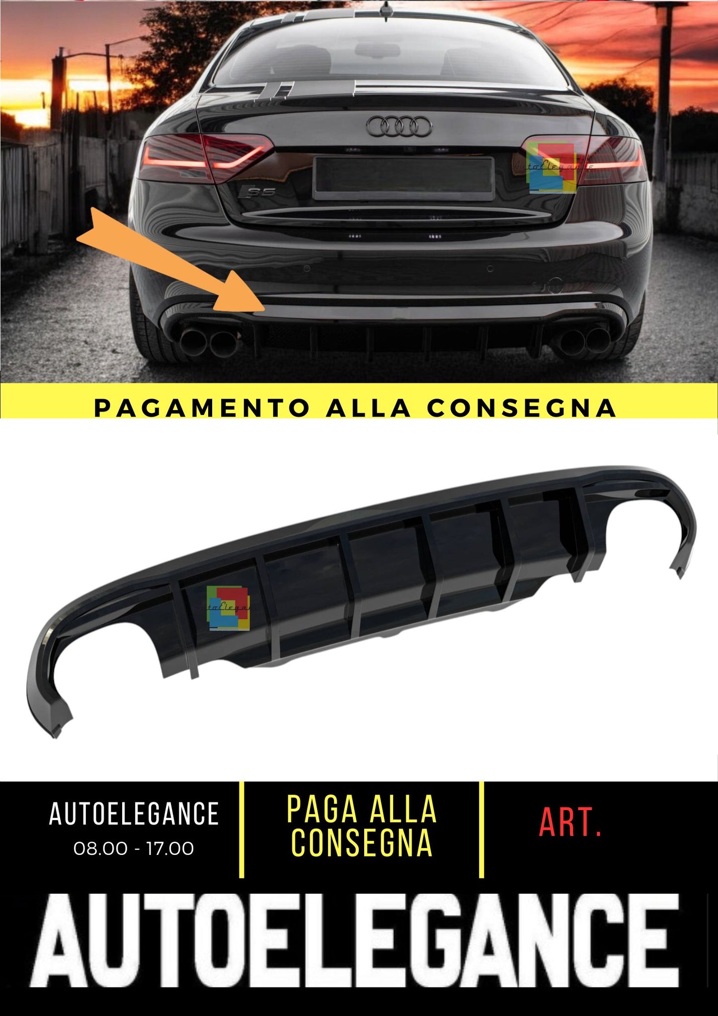 🤩Difussore posteriore adatto per Audi S5 Coupe / Cabrio S-Line 8T🤩