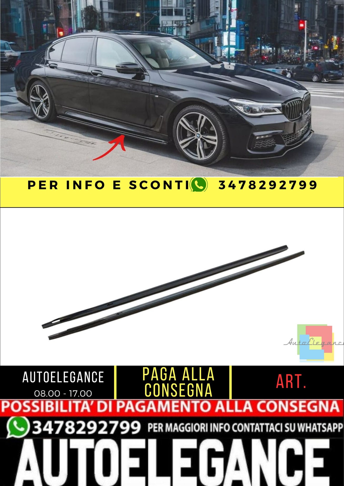 ✨MINIGONNE laterali nero lucido ABS per BMW confezione da 7 M G11 2015-2018✨