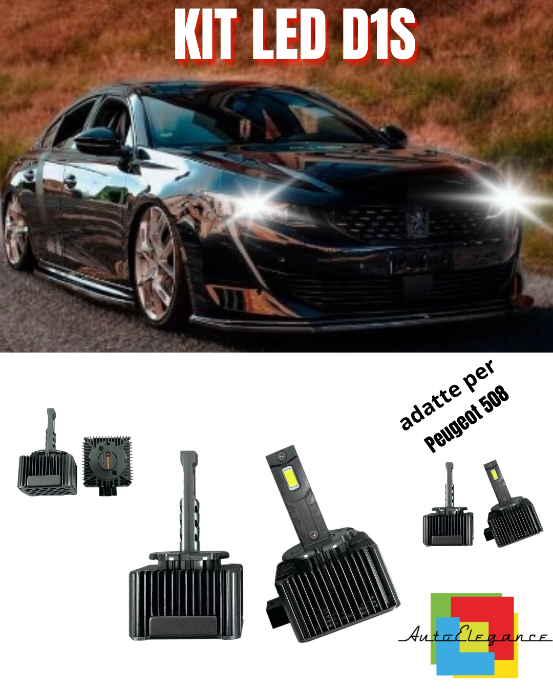 ⭐LAMPADE D1S LED 6000K DA XENON A LED MATRIX ADATTO PER PEUGOET 508 ⭐