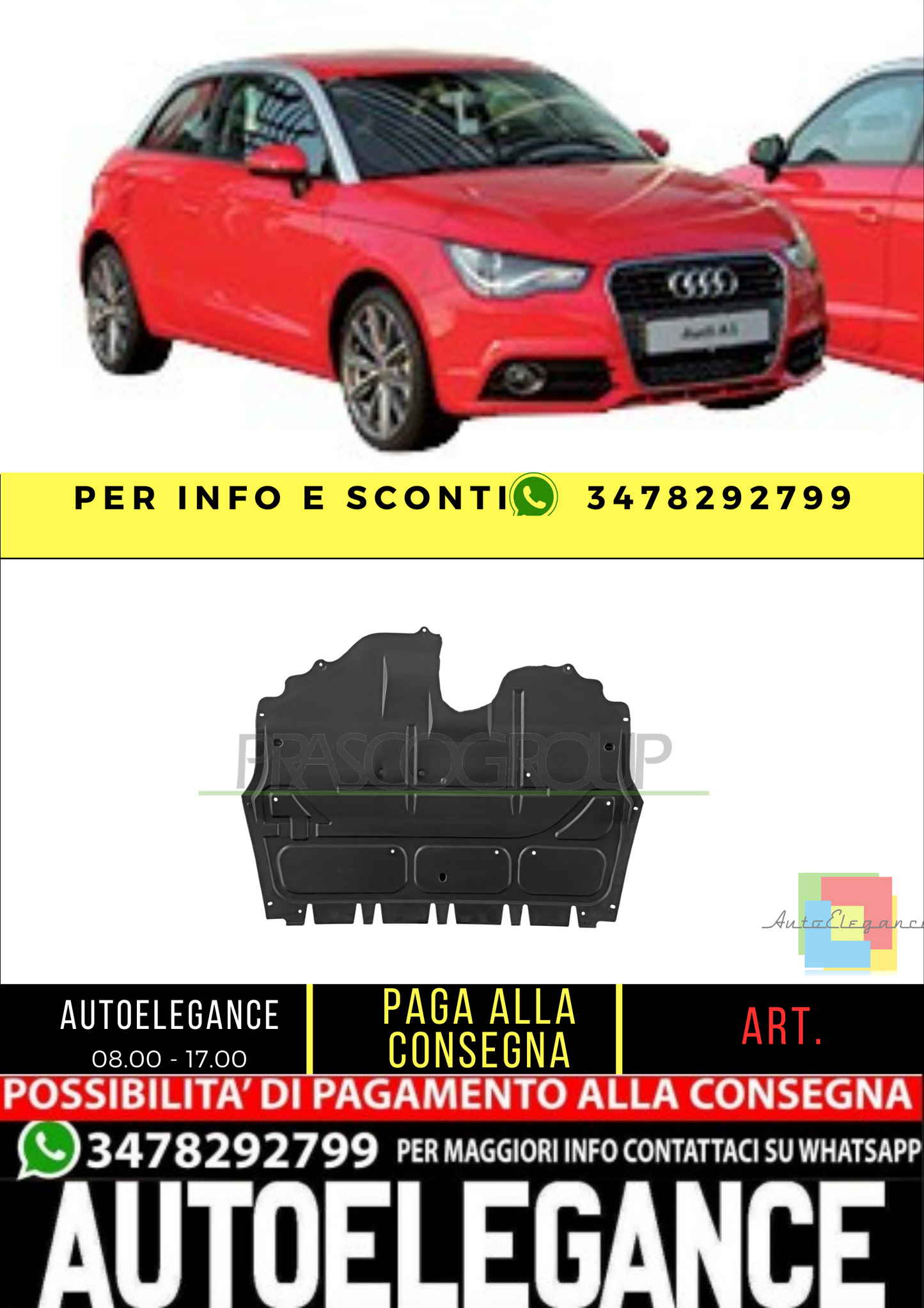 ✨AD1201910 COPRIMOTORE-INFERIORE MOD. BENZINA 1.0-1.2 per AUDI A1 2010-2014✨