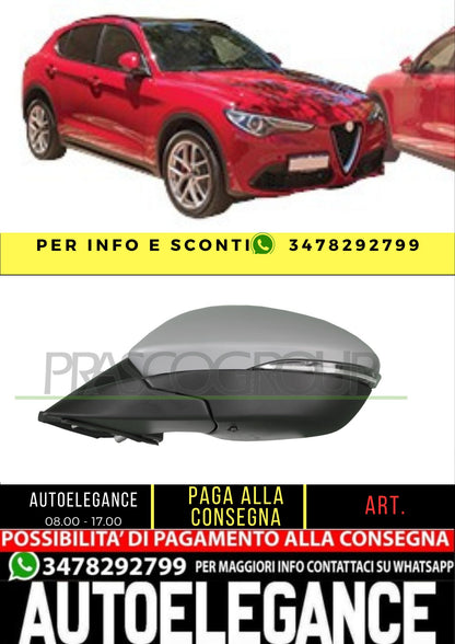 ✨AA7107314 RETROVISORE SINISTRO-ELETTRICO-CON PRIMER PER ALFA ROMEO-STELVIO 16+✨