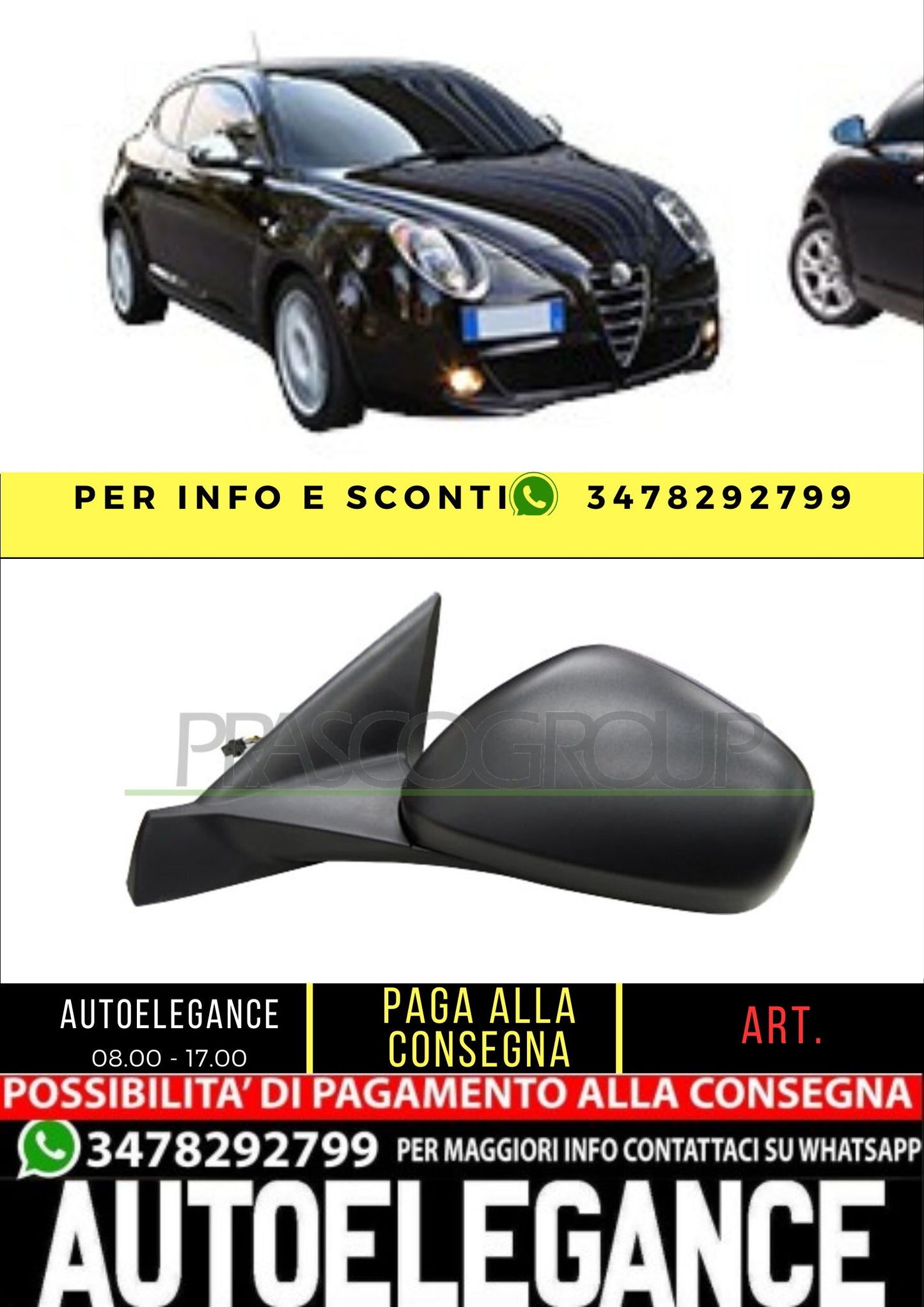 ✨AA2107324 LEFT REARVIEW MIRROR-ELECTRIC-THERMAL FOR ALFA ROMEO MITO 2016+✨ 