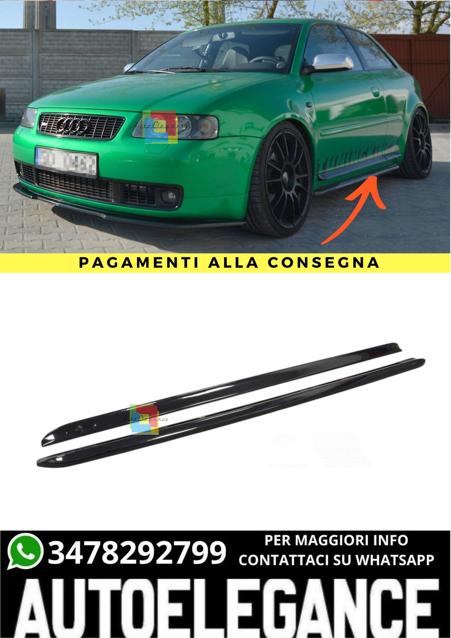 🔥 MINIGONNE LATERALI ADATTO PER AUDI S3 8L🔥