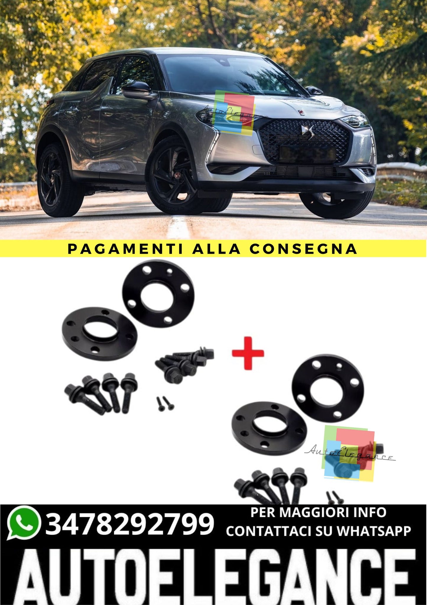 ⭐KIT 4 DISTANZIALI 16+20mm NERO ADATTO PER CITROEN DS3 CROSSBACK dal 2018⭐
