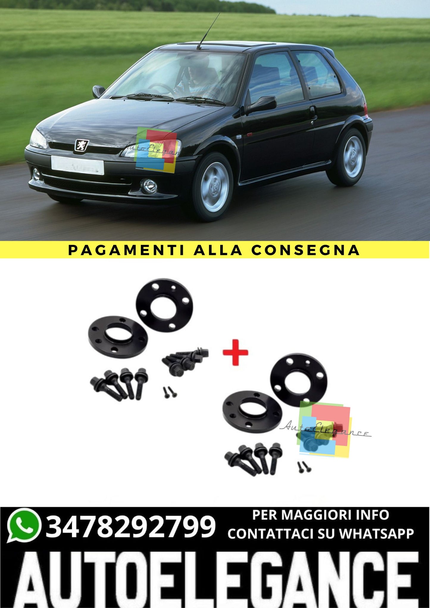 🔥KIT 4 DISTANZIALI  16+20mm adatto per PEUGEOT 106 I dal 1991 al 1996🔥