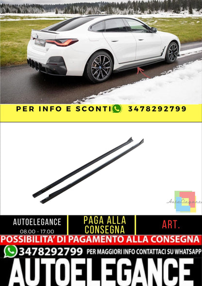 ✨MINIGONNE LATERALI Design V1 per BMW i4 M-Pack G26 nero lucido ABS✨