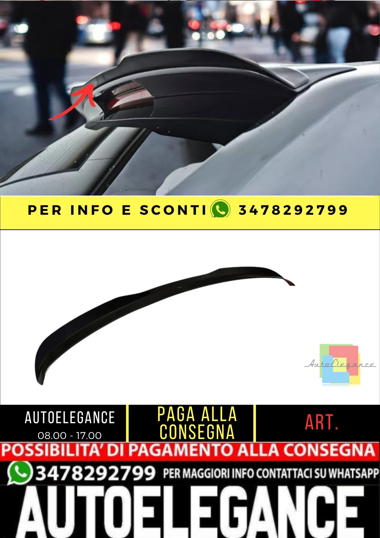 ✨SPOILER ALA AGGIUNTIVA nero lucido ABS per Audi S3 8P lifting 2009-2013✨