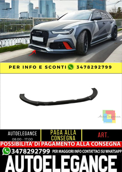 ✨SPLITTER anteriore design nero lucido ABS per Audi Rs6 C7 2013+✨